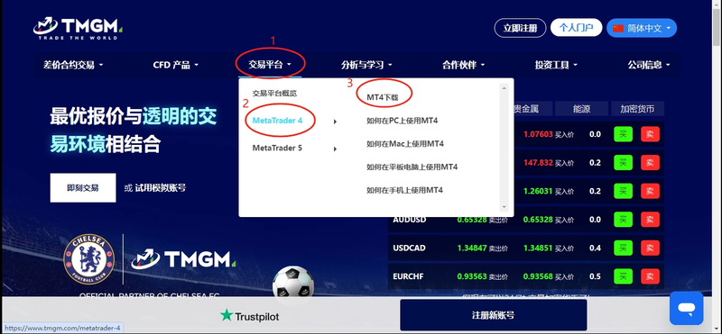TMGM MT4下载登录流程